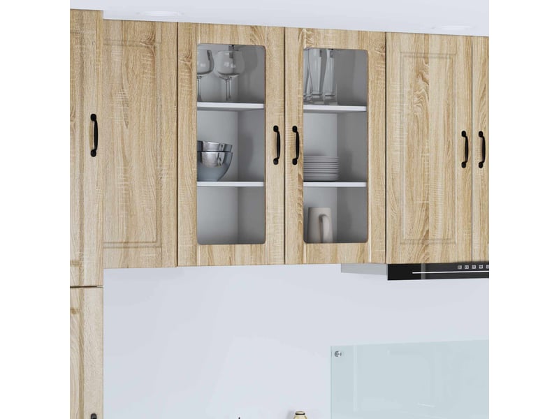Meuble mural de cuisine, cabinet en verre mural 2 pcs chêne sonoma shl9724 - Conforama B