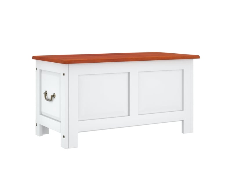 Coffre de rangement, boîte de rangement et couvercle marron et blanc bois d'acacia shl2342 - Conforama A