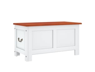 Coffre de rangement, boîte de rangement et couvercle marron et blanc bois d'acacia shl2342