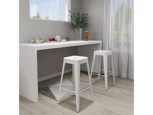Lot de 2 tabouret de bar empilables blanc métal