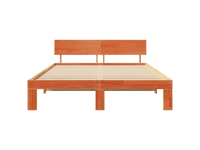  Lit double- lit adulte -  cadre de lit avec tête de lit brun  150 x 200 cm pin massif  - Conforama D