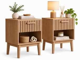 Lot de 2 table à chevet bois-1 tiroir et compartiment-bois massif - table d'appoint - 40 x 35 x 55 cm