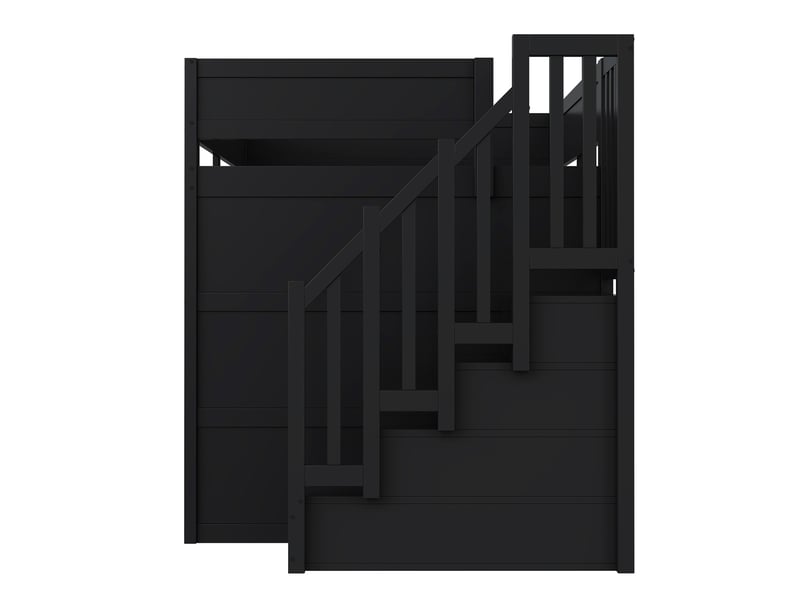  Lit surélevé en bois 140x200 cm avec bureau, rangements, led usb et escalier noir - noir et rouge  - Conforama E