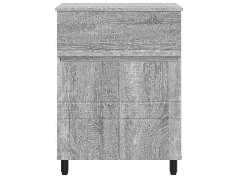  Unité de vanité de salle de bain, meuble de rangement sonoma gris 60x35x80 cm  - Conforama E