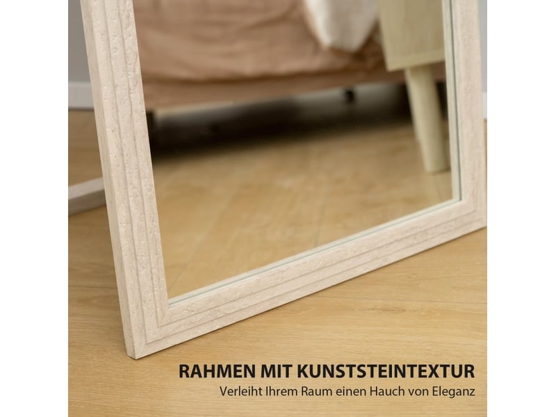  Miroir sur pied 160 x 50 cm – blanc – installation murale ou autonome, support rabattable format vertical  - Conforama E