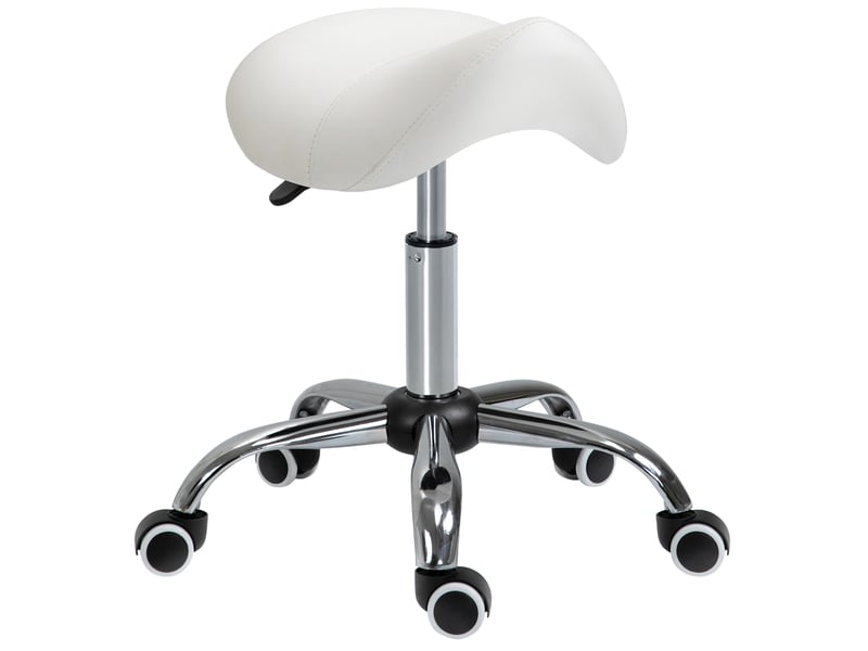  Tabouret selle à roulettes 52x53x49 cm réglable en hauteur métal blanc  - Conforama A
