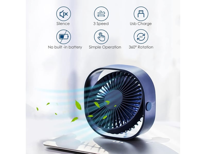  Mini ventilateur portable silencieux ureau 3 vitesses réglable alimenté  - Conforama B