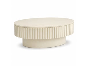 Table basse ovale coloris beige <strong>DESMIU</strong> <strong></strong> - 60 cmx98 cm