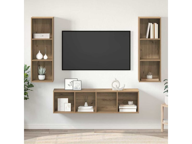  Ensemble meuble tv - banc tv - meuble de rangement 3 pcs chêne artisanal bois d'ingénierie  - Conforama D