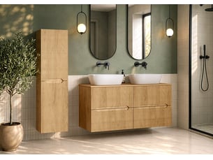 Meuble sous vasque suspendu 4t novo l.120 cm effet chêne hikora