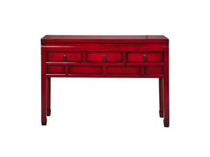 Console en bois avec 3 tiroirs style oriental 128x30x88 ningbo - rouge