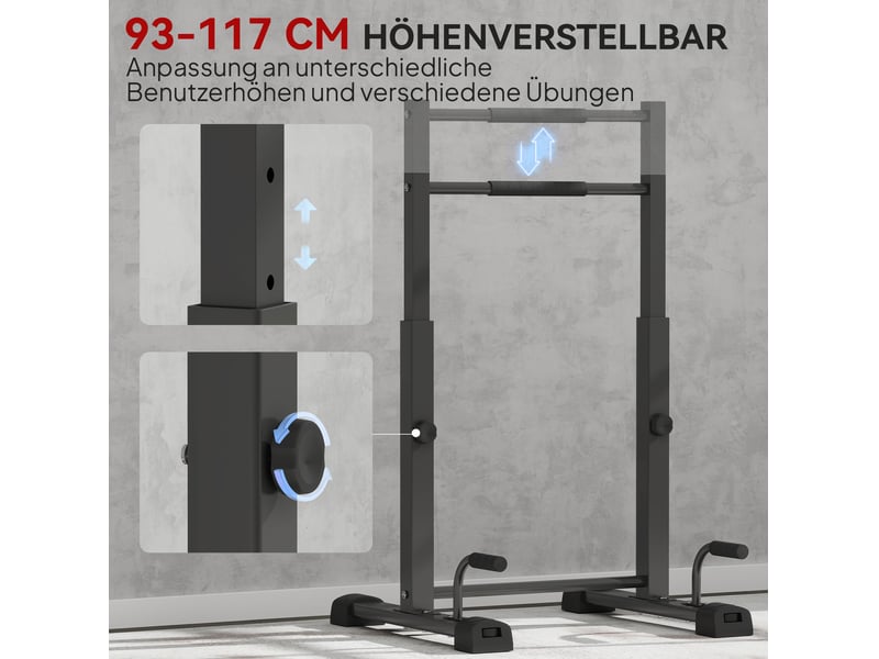  Station de dips réglable 65 x 63 x 93-117 cm – noire – acier, poignées de pompes, charge 540 kg stable  - Conforama D