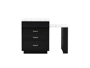 Îlot de cuisine table à manger extensible mobilité sur roulettes éclairage led multiprises intégrées usage multifonction finition noire