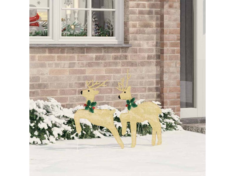 Lot de 2 rennes led, éclairage de noël, décoration de noël blanc chaud 45 x 19 x 65 cm tissu cf62076 - Conforama B