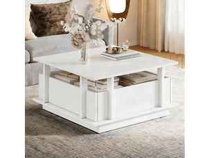 Table basse carré(e) coloris blanc MEUBLIV - 70 cmx70 cm