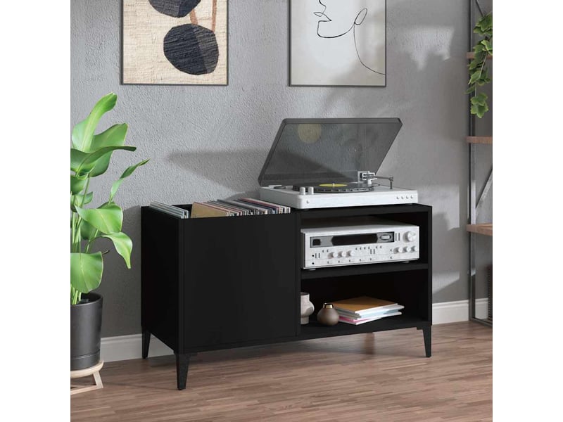  Armoire à disques, armoire de rangement noir 84,5x38x48 cm bois d'ingénierie  - Conforama B