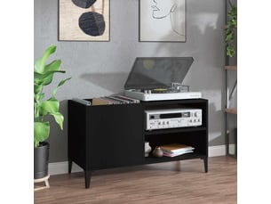 Armoire à disques, armoire de rangement noir 84,5x38x48 cm bois d'ingénierie