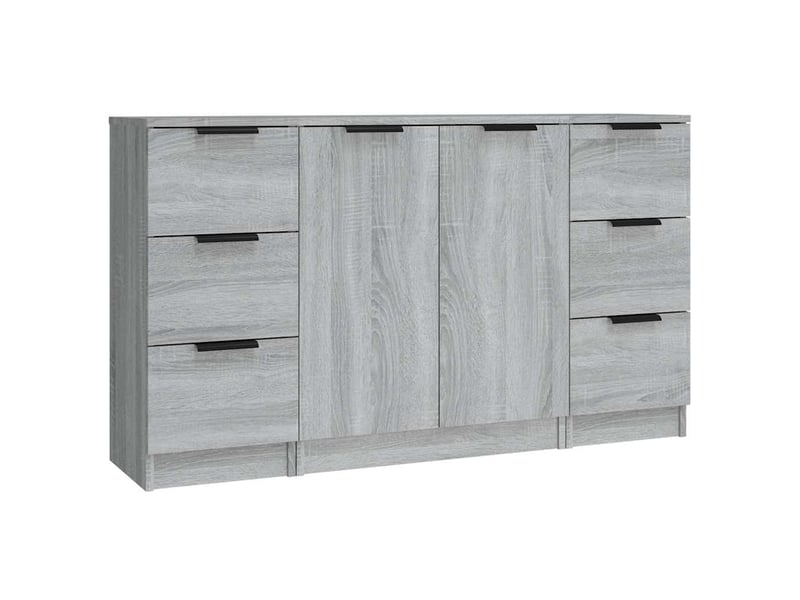  Buffets 3 pcs - bahut - meuble de rangement sonoma gris bois d'ingénierie  - Conforama A