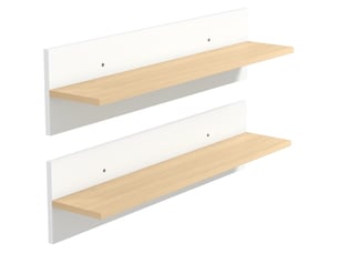 Lot de 2 étagères murales blanches et bois naturel, flottantes, pour cuisine et salon
