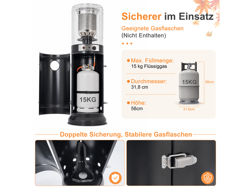 Zmh chauffage de terrasse vertical au gaz chauffage extérieur mobile sur roues métal pour jardin terrasse balcon - Conforama D