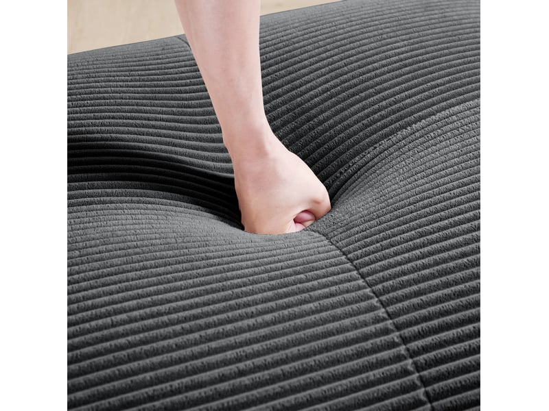  Canapé d’angle modulable 388x178x70 cm, prêt à utiliser, finition velours côtelé gris  - Conforama E