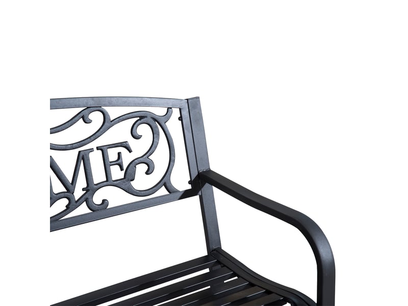  Banc de jardin 2 places 127 x 60 x 87 cm en métal avec dossier décoratif welcome, noir  - Conforama E