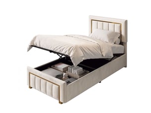 Lit simple 90x200 cm DAHUEN   coloris beige