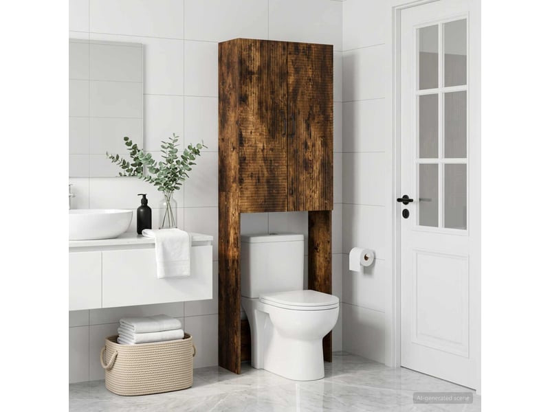  Armoire de toilette, meuble de toilette haarlem chêne fumé 66x25.5x190 cm  - Conforama C