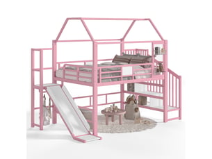 Lit mezzanine 140x200 cm <strong>OOIILLEE</strong>  <strong></strong> coloris rose