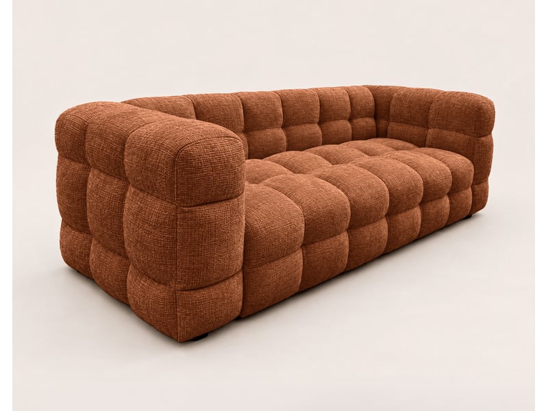  Augustin - canapé droit 3 places en velours texturé - best mobilier - terracotta AUGUSTIN - Conforama D