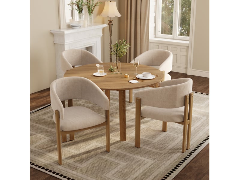  Lot de 6 chaises de salle à manger 61,5x52,5x83 cm métal effet bois beige  - Conforama D