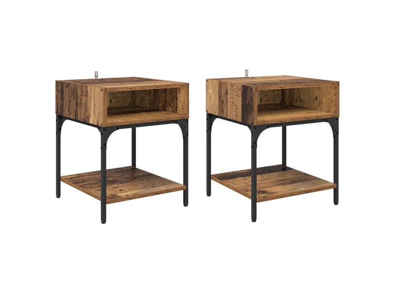  Table de chevet - cabinet de chevet - table de nuit 2 pc bois ancien 40 x 40 x 50 cm  - Conforama A