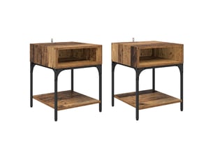 Table de chevet - cabinet de chevet - table de nuit 2 pc bois ancien 40 x 40 x 50 cm