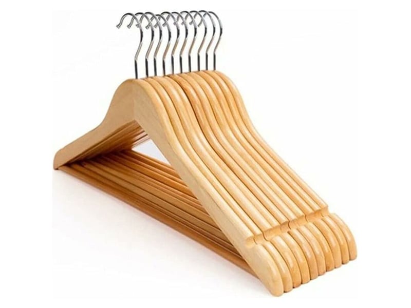  Cintres en bois pour vêtements, chemises, robes, pantalons, antidérapants,   10 pièces-44.5cm - rwportant  - Conforama A