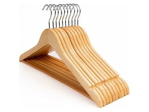 Cintres en bois pour vêtements, chemises, robes, pantalons, antidérapants,   10 pièces-44.5cm - rwportant