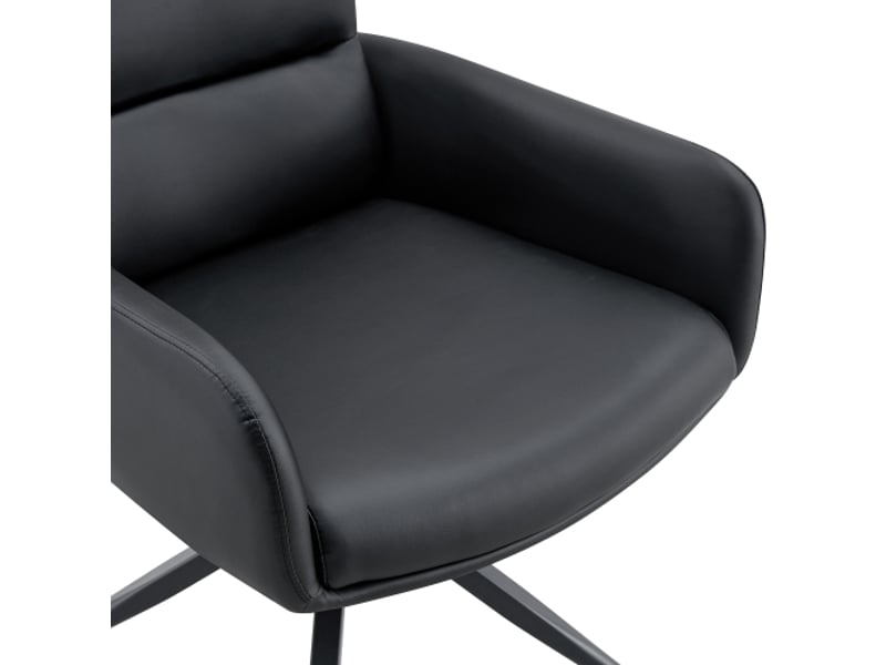  2 chaises pivotantes design luxe - pu noir, pieds métal noirs, rotation 360°, salle à manger et détente  - Conforama E