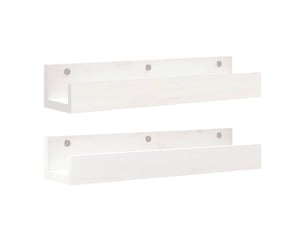 Lot de 2 étagères murales, étagères suspendues blanc 50x12x9 cm bois de pin massif cf43092