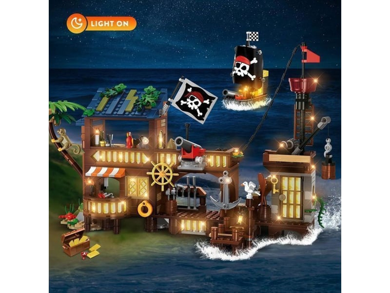  Set de construction pirate 781 pieces avec led 3 en 1 bateau et camp transformable 151498_AAAHU09275_6_DROPFR - Conforama B