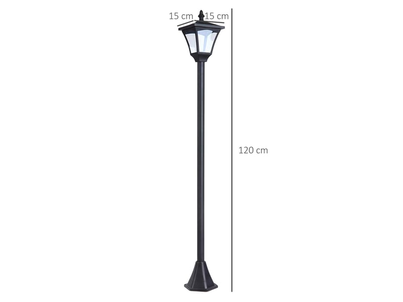  Lampadaire lanterne solaire d'extérieur 15 x 15 x 120 cm noir en plastique, éclairage led pour jardin et allée  - Conforama C
