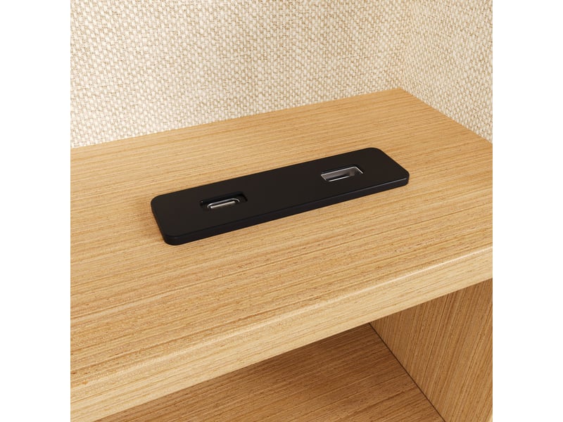  Lit gigogne, 90 x 200 cm, lit de repos avec bande led, tiroirs de rangement et multiples compartiments de rangement intégrés, lin, beige  - Conforama E
