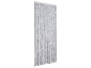 Rideau anti-mouches, moustiquaire blanc et gris 100x230 cm chenille cf43512