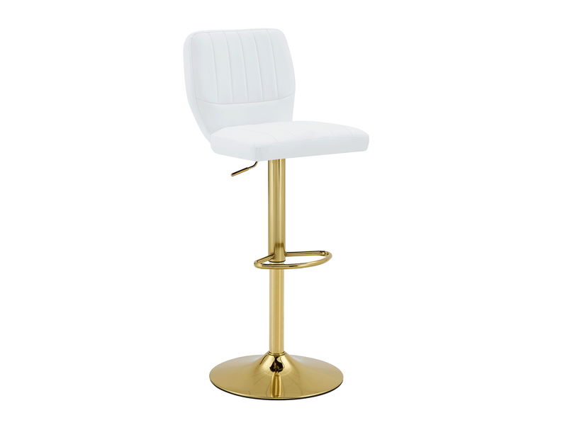  Lot de 2 tabourets de bar réglables,62-83 cm,pivotants,similicuir,blanc et doré  - Conforama A
