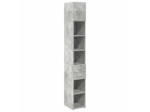 Buffet - armoire de rangement mince gris béton 30x42,5x225 cm