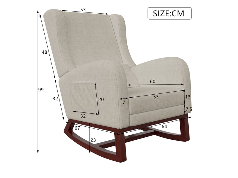  Fauteuil relax manuel tissu avec repose-pieds beige  - Conforama E