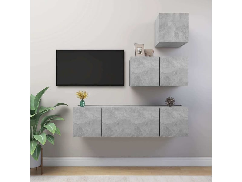  Ensemble de meubles tv - banc tv - meuble de rangement 4 pcs gris béton bois d'ingénierie  - Conforama B
