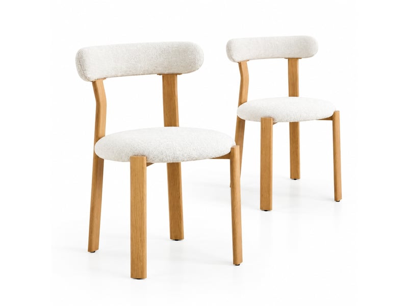  Lot de 2 chaises de salle à manger en chenille blanc 55,5 x 44 x 79 cm  - Conforama A