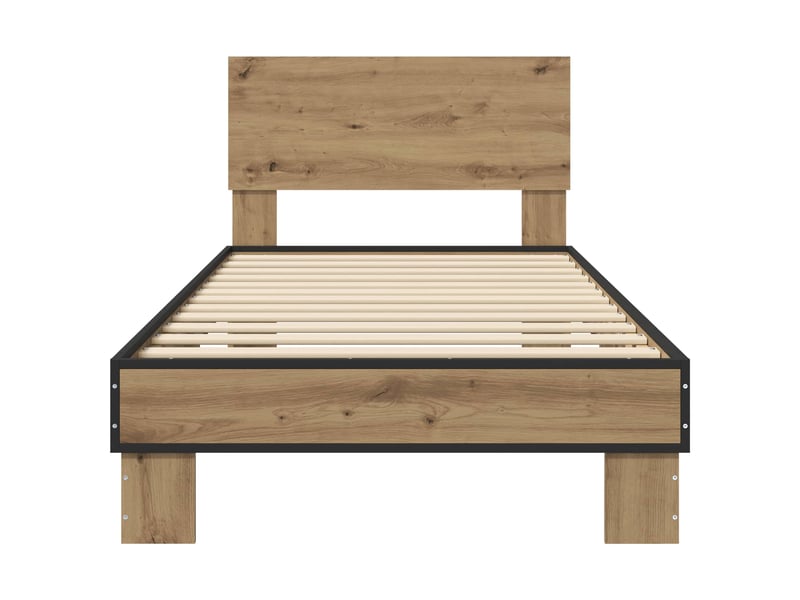  Lit simple- lit adulte -  cadre de lit avec tête de lit chêne artisanal 80 x 200 cm  - Conforama C