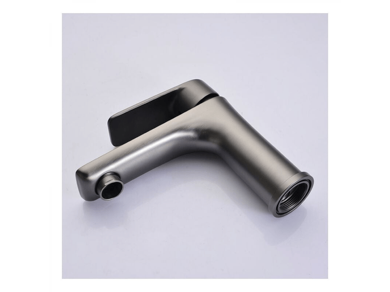  Robinet de lavabo à levier unique en acier inoxydable, robinet plat à trou unique en bronze plaqué gris - sans tuyau  - Conforama C