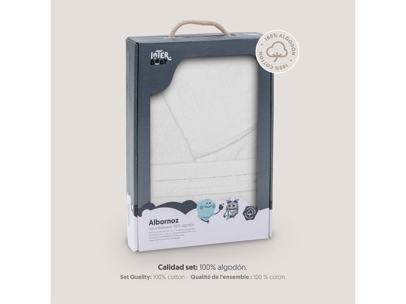  Peignoir de bain enfant interbaby taille 14 ans - blanc - coton éponge, boîte cadeau 00516-T14-09 - Conforama B