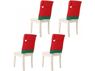 Housses de chaises de salle à manger à motifs d'elfes de noël, avec bonnets de père noël, housses de chaises décoratives de noël, décorations de tabl, multicolore